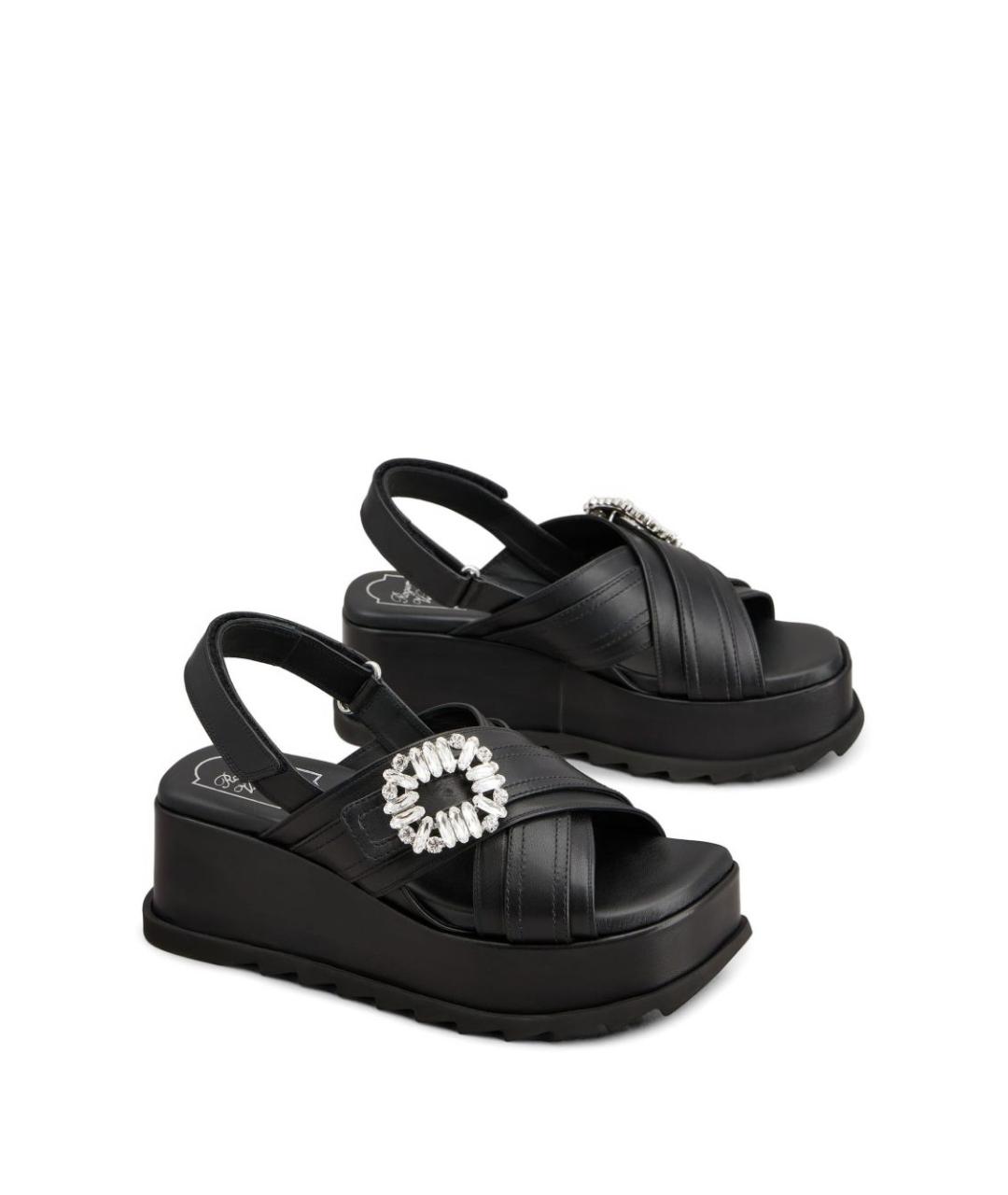 ROGER VIVIER Черные кожаные босоножки, фото 3