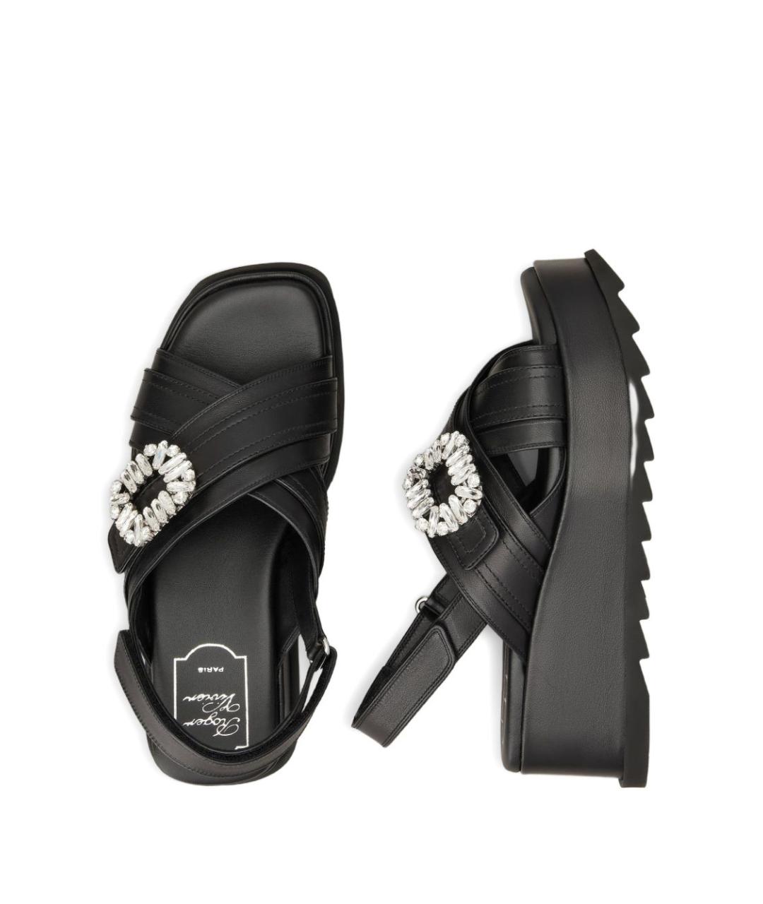ROGER VIVIER Черные кожаные босоножки, фото 2