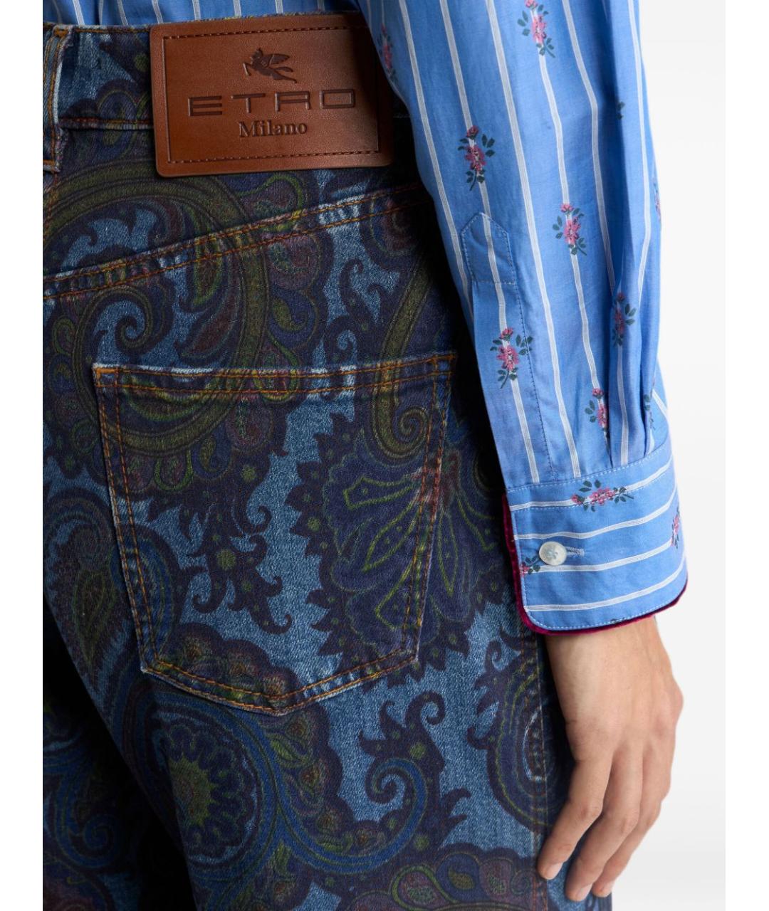 ETRO Синие хлопковые прямые джинсы, фото 4