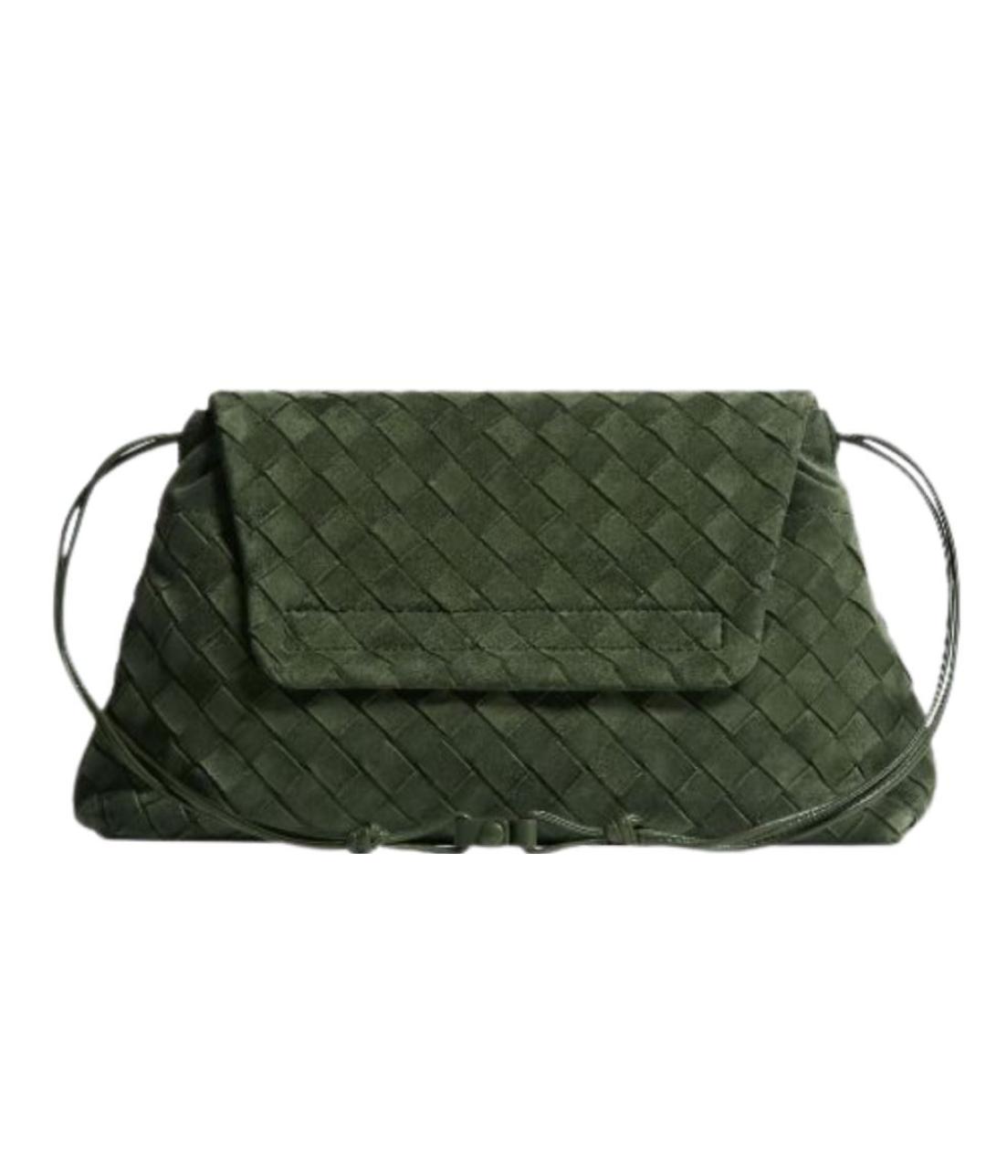 BOTTEGA VENETA Зеленая замшевая сумка через плечо, фото 2