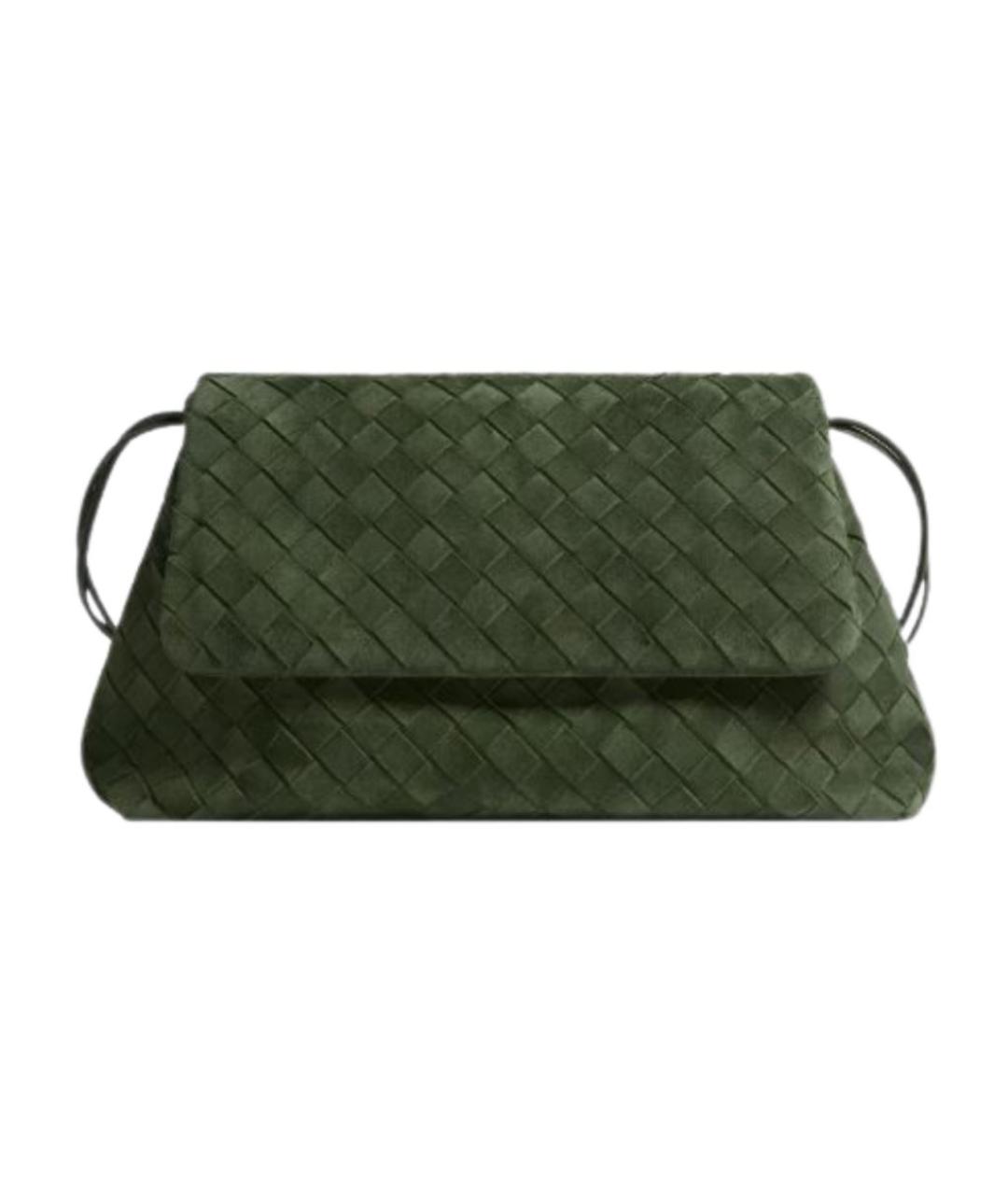 BOTTEGA VENETA Зеленая замшевая сумка через плечо, фото 1