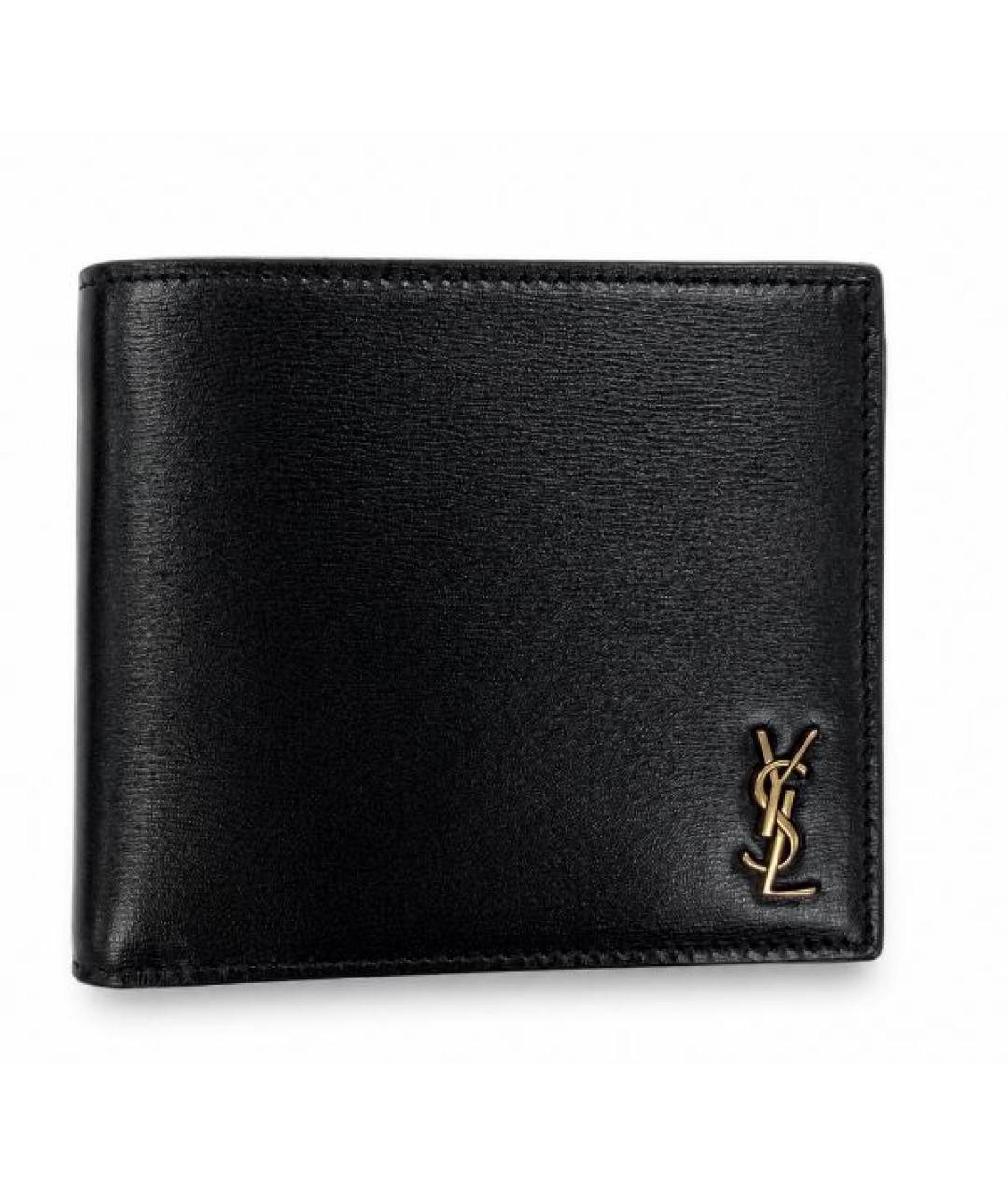 SAINT LAURENT Черный кожаный кошелек, фото 1