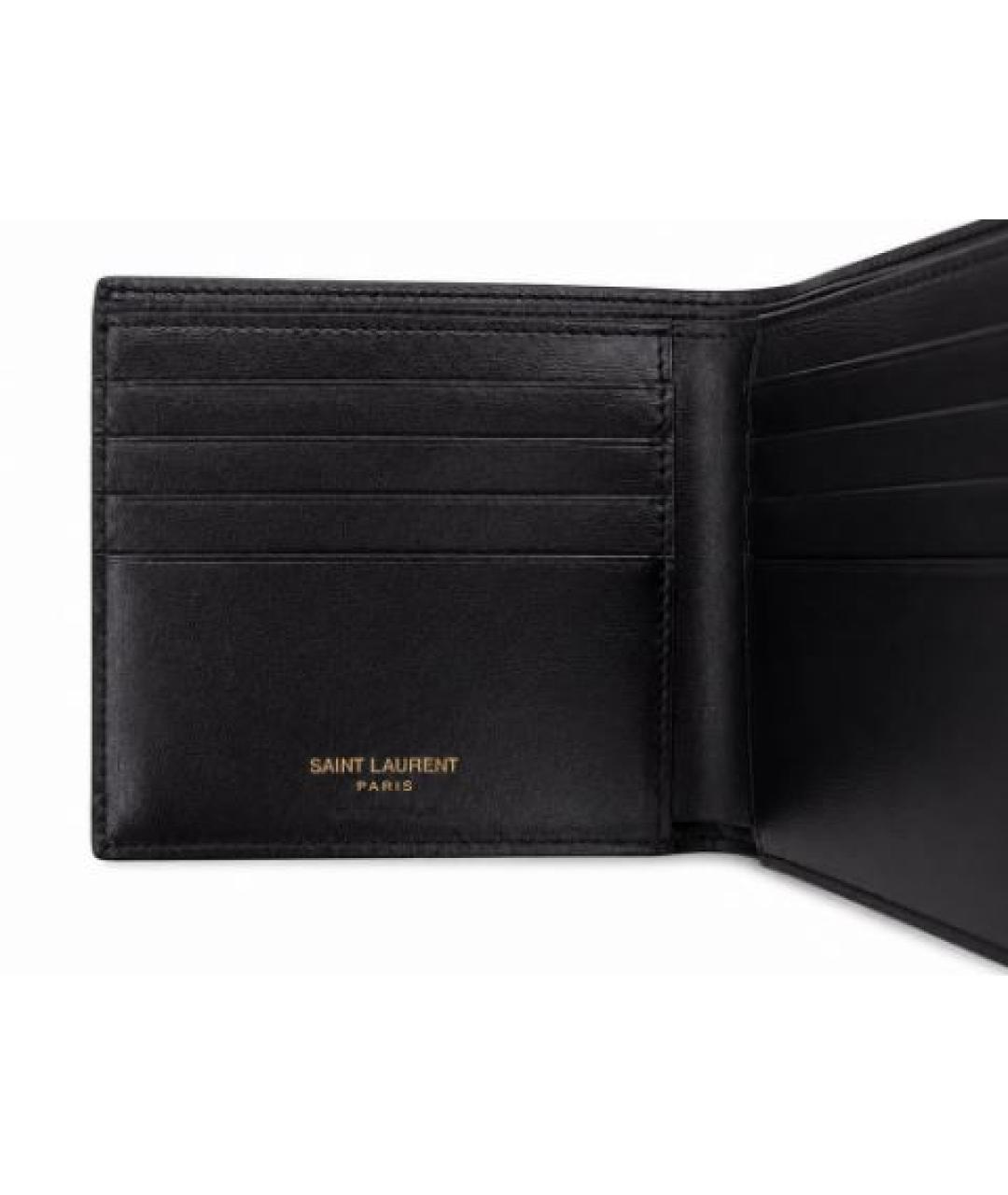 SAINT LAURENT Черный кожаный кошелек, фото 3