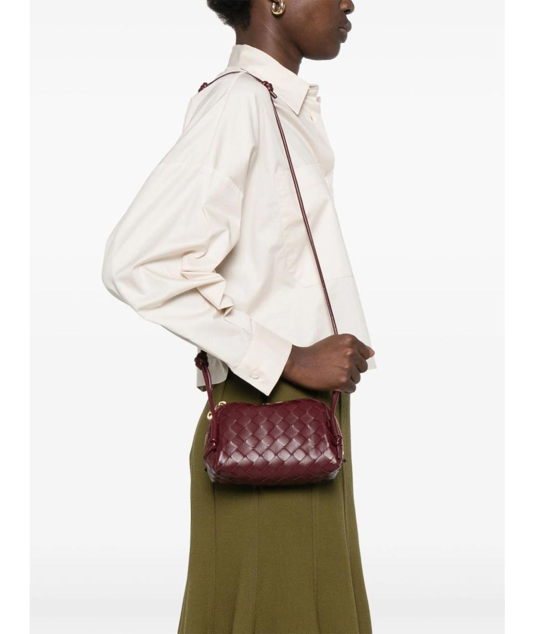 BOTTEGA VENETA Бордовая кожаная сумка через плечо, фото 3