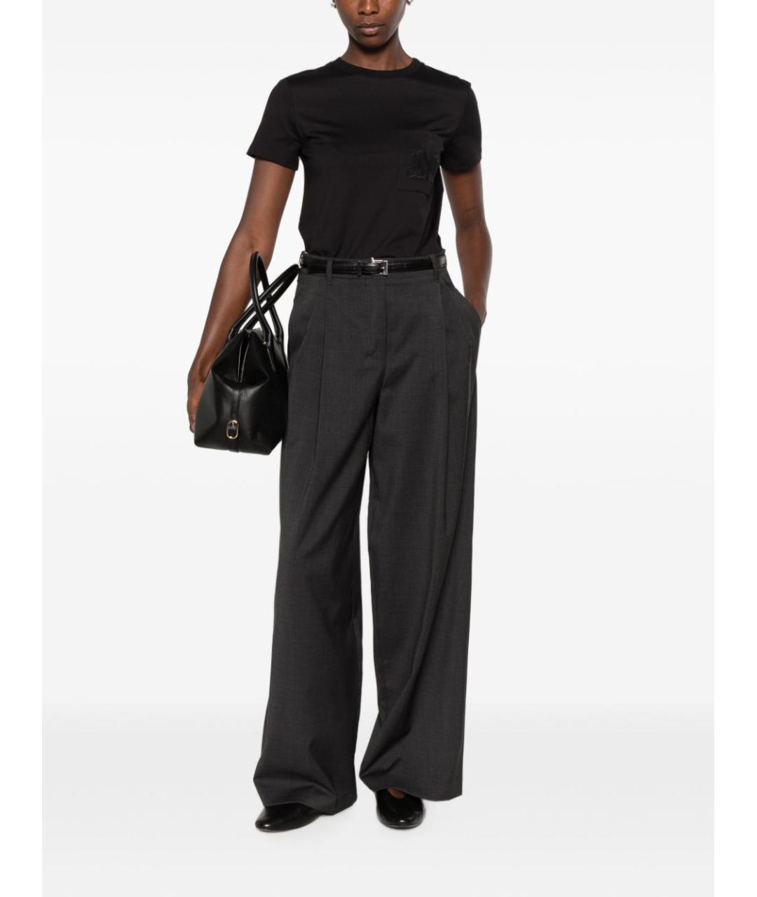 MAX MARA Черная хлопковая футболка, фото 3