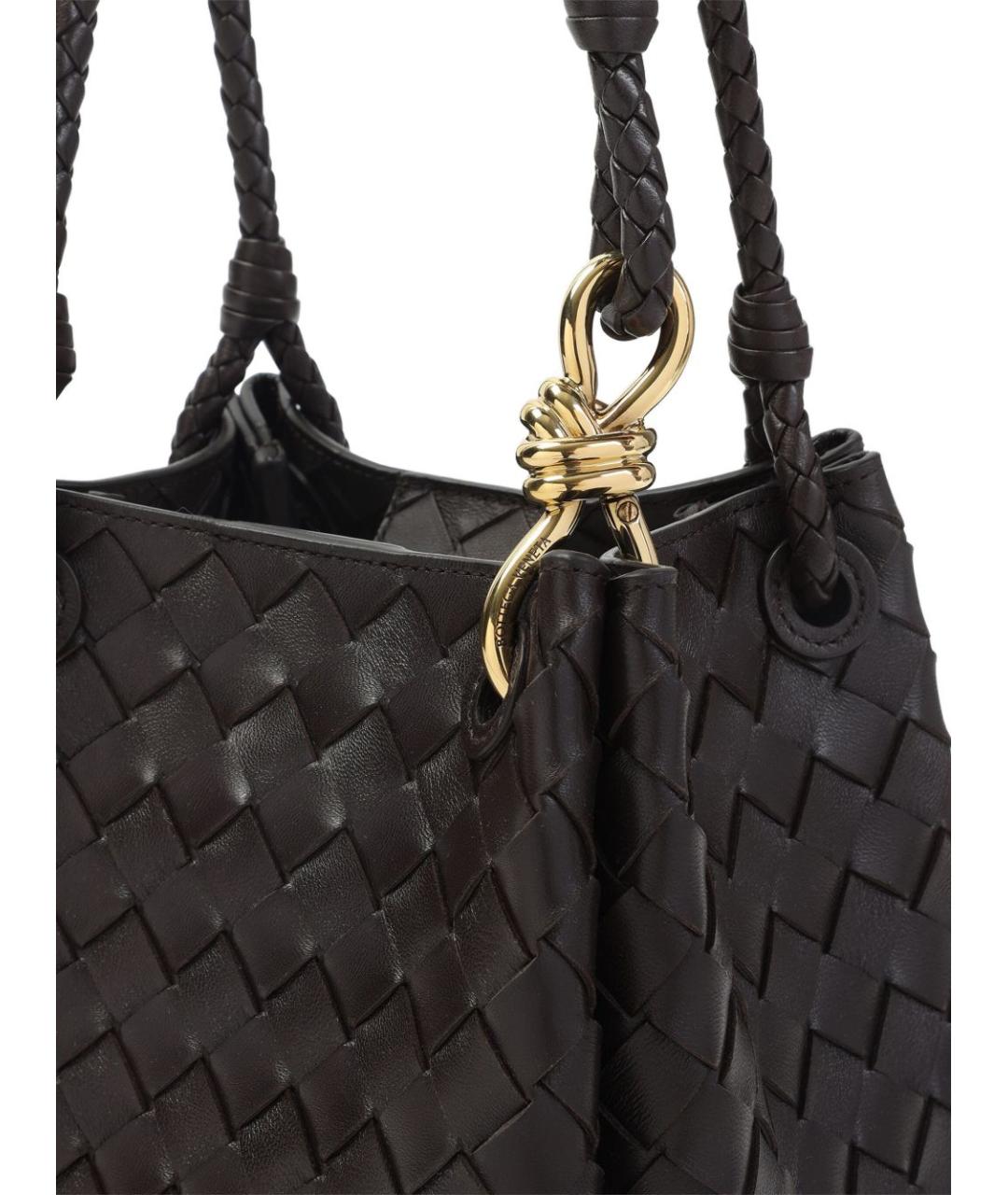 BOTTEGA VENETA Коричневая кожаная сумка с короткими ручками, фото 3