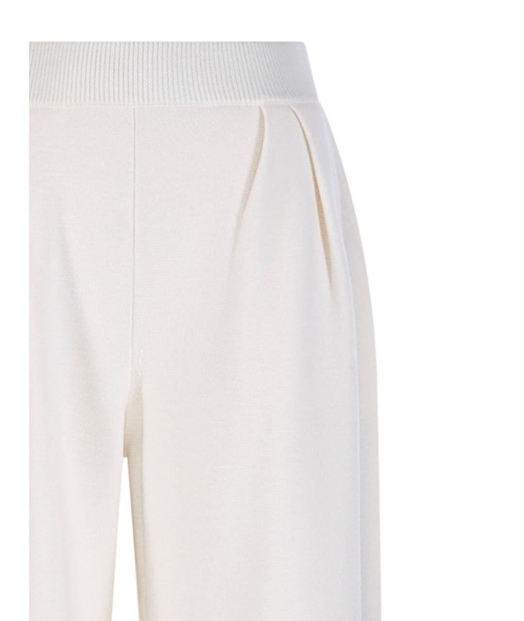 MAX MARA Белые хлопковые прямые брюки, фото 2