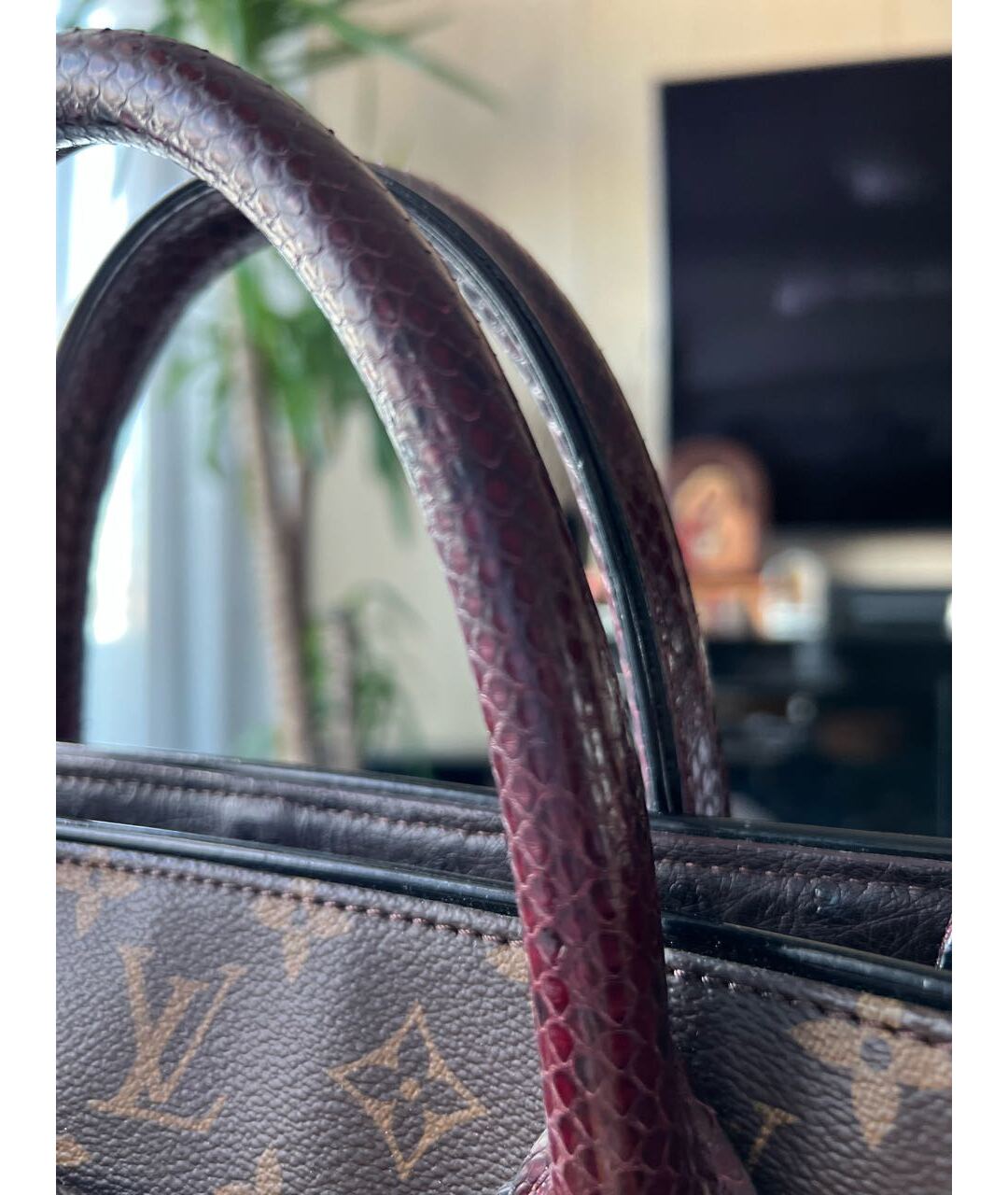 LOUIS VUITTON PRE-OWNED Коричневая кожаная сумка тоут, фото 6