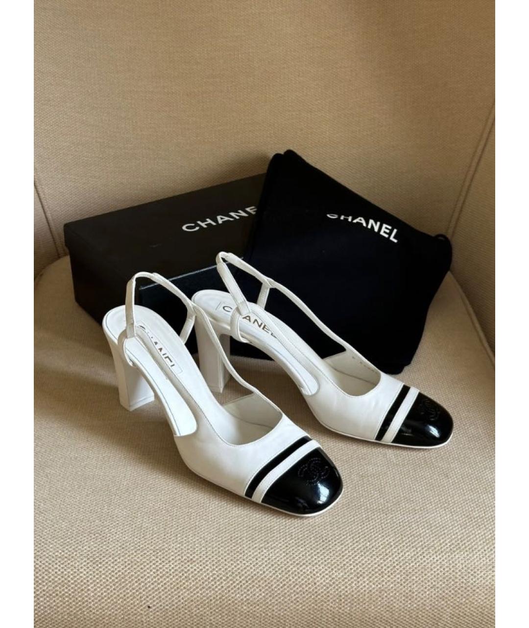 CHANEL Белые кожаные босоножки, фото 2