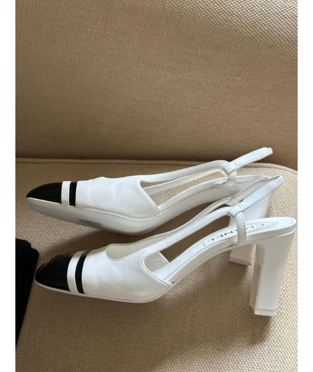 CHANEL Белые кожаные босоножки, фото 8