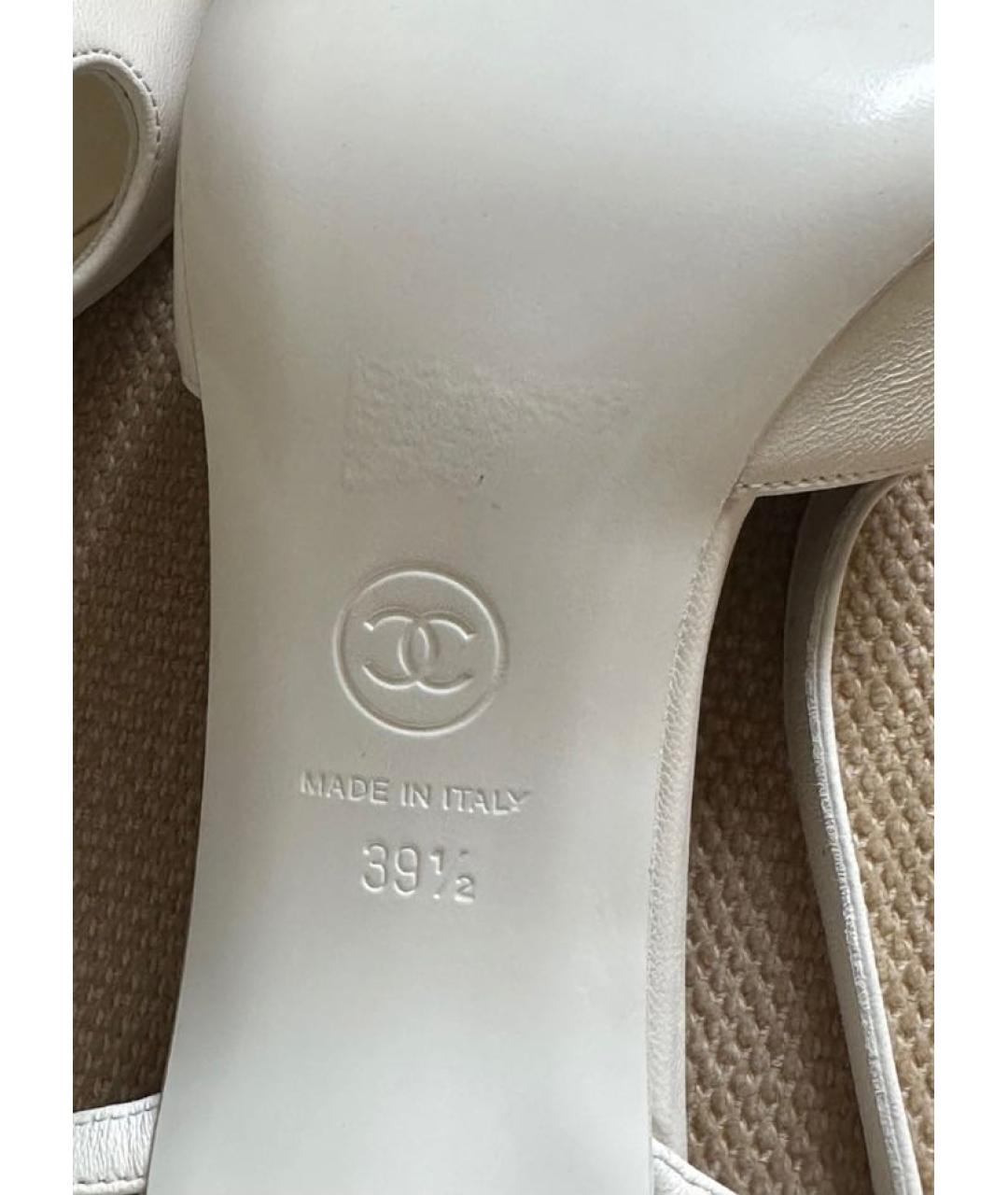 CHANEL Белые кожаные босоножки, фото 5