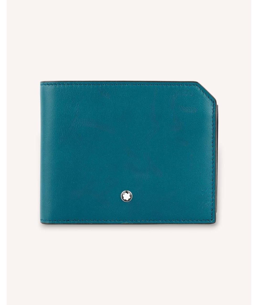 MONTBLANC Бирюзовый кожаный кошелек, фото 4