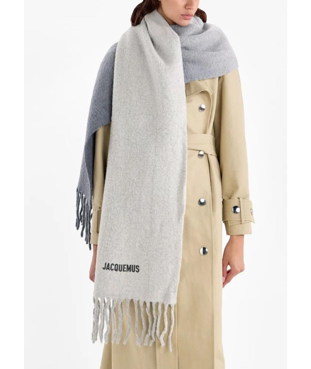 JACQUEMUS Антрацитовый шерстяной шарф, фото 3