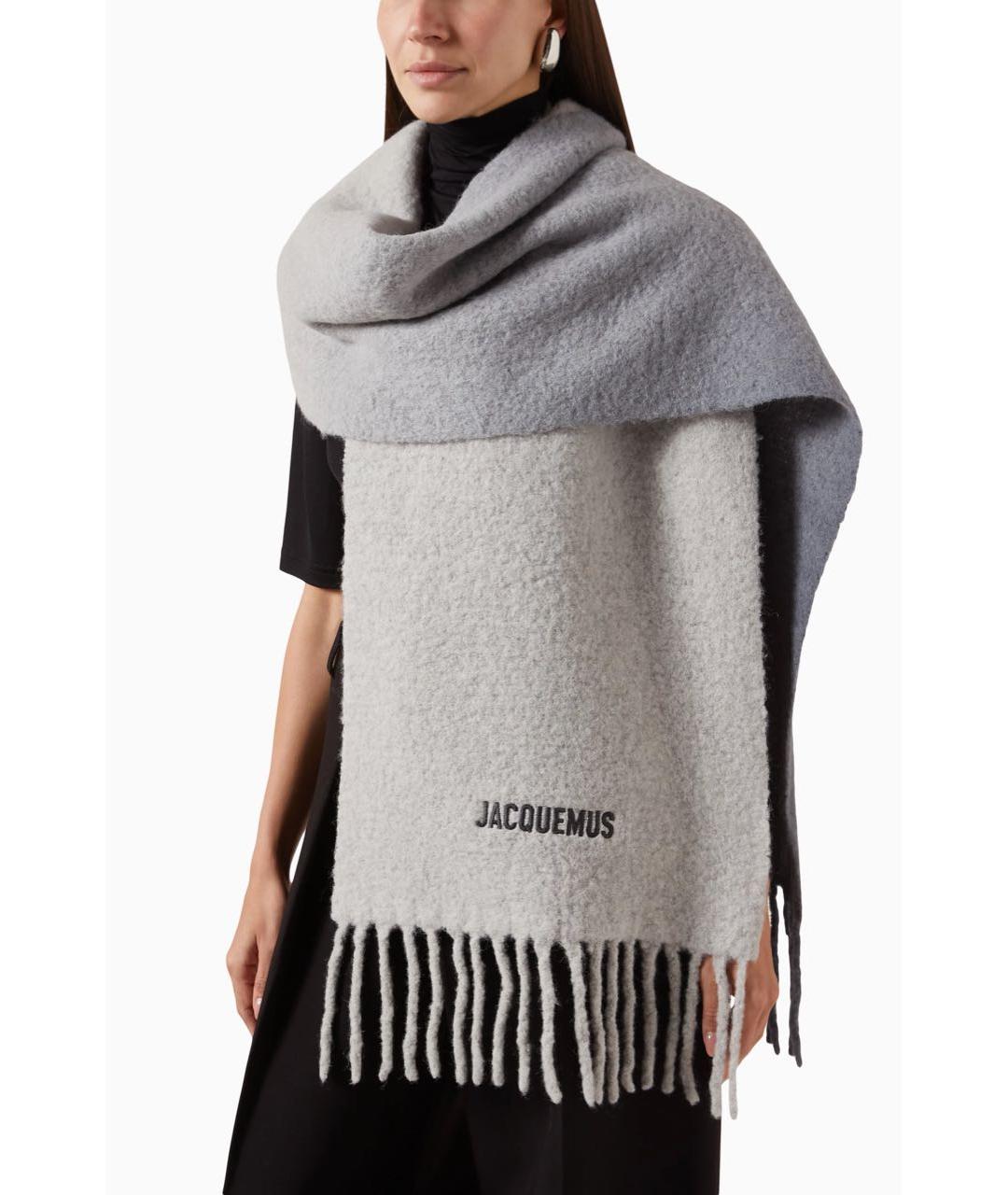 JACQUEMUS Антрацитовый шерстяной шарф, фото 4