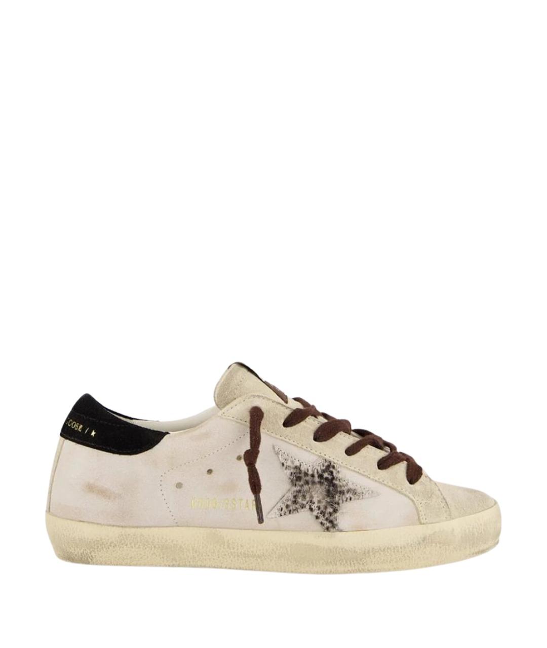 GOLDEN GOOSE Бежевые кожаные кеды, фото 1