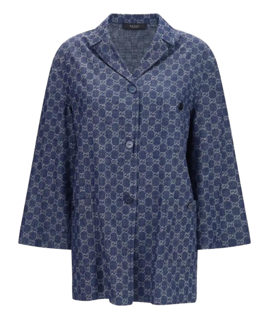 GUCCI Синяя хлопковая куртка, фото 1
