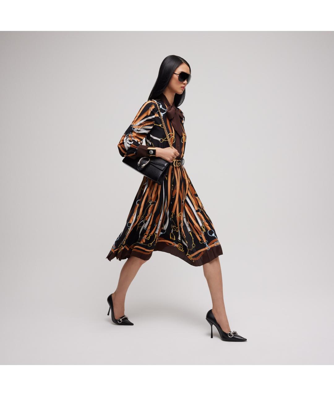 GUCCI Мульти шелковое повседневное платье, фото 2