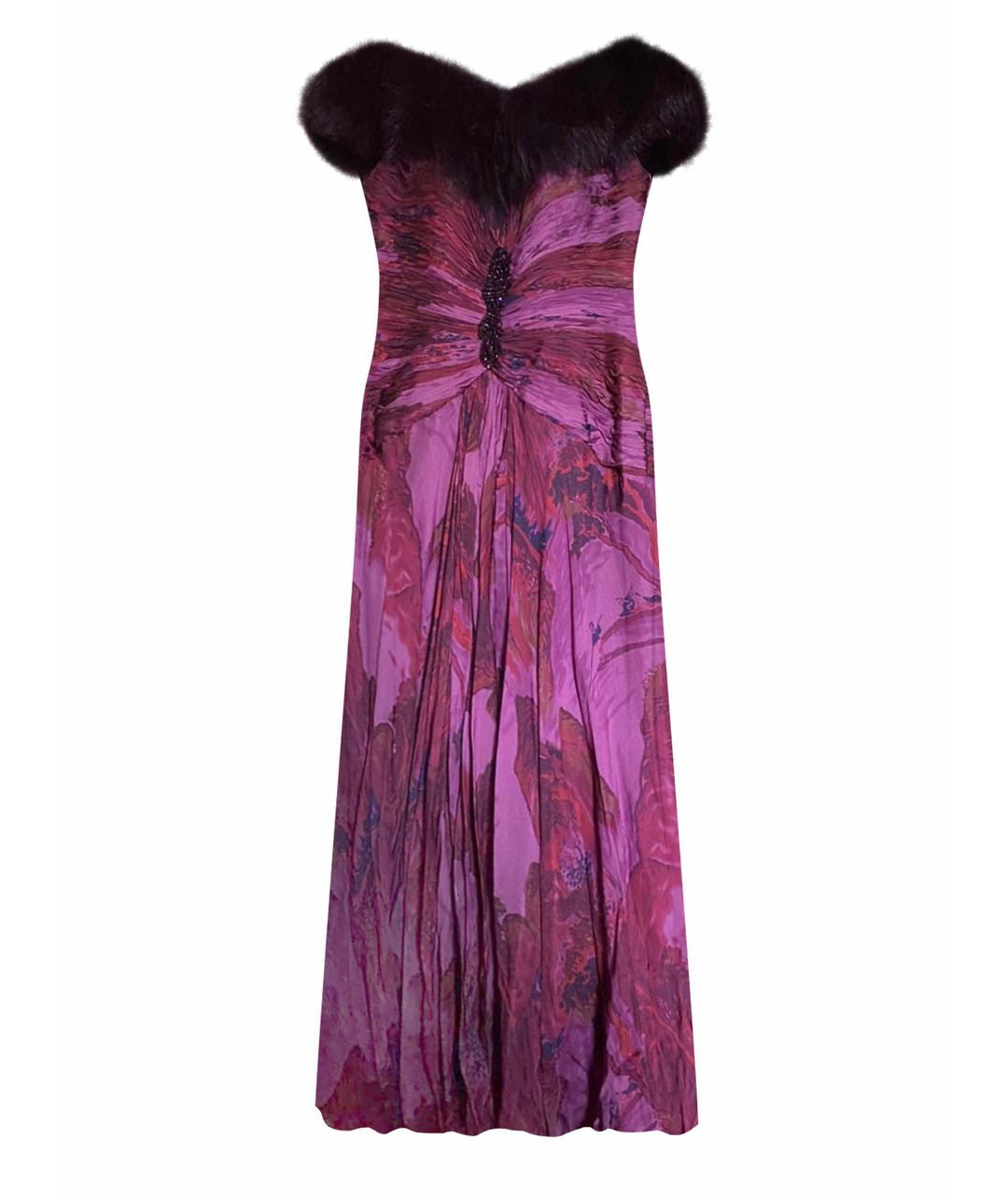 JOVANI Бордовое шелковое вечернее платье, фото 1
