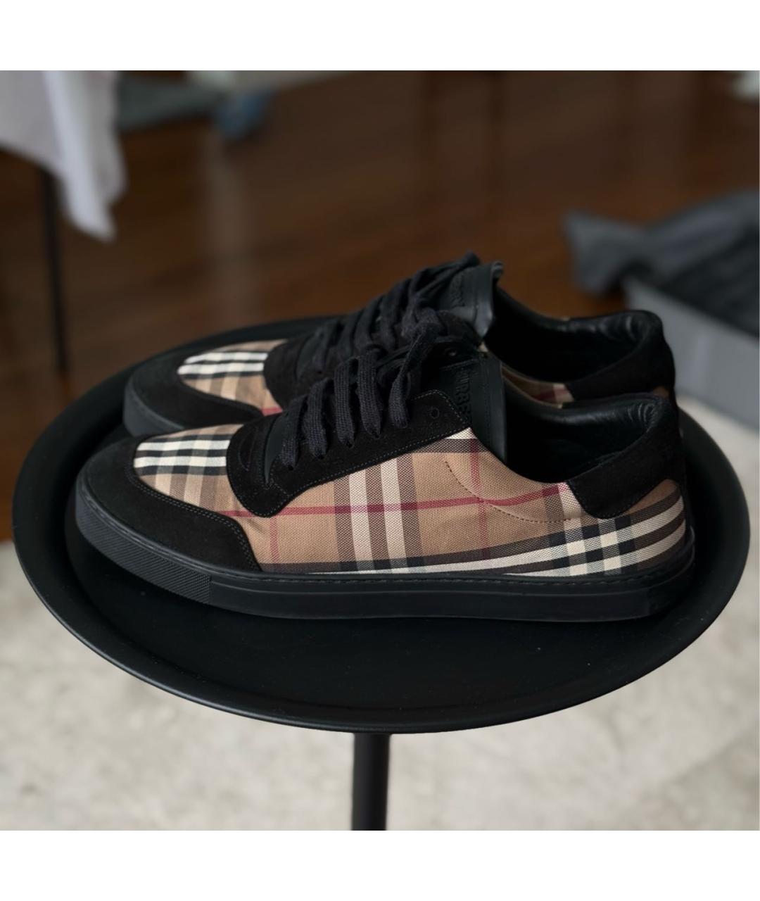BURBERRY Черные текстильные низкие кроссовки / кеды, фото 2