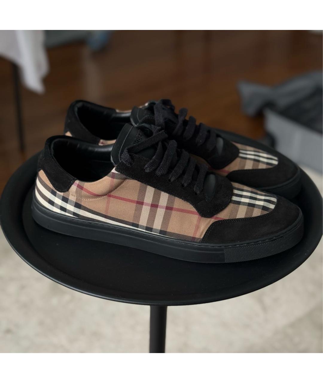 BURBERRY Черные текстильные низкие кроссовки / кеды, фото 4