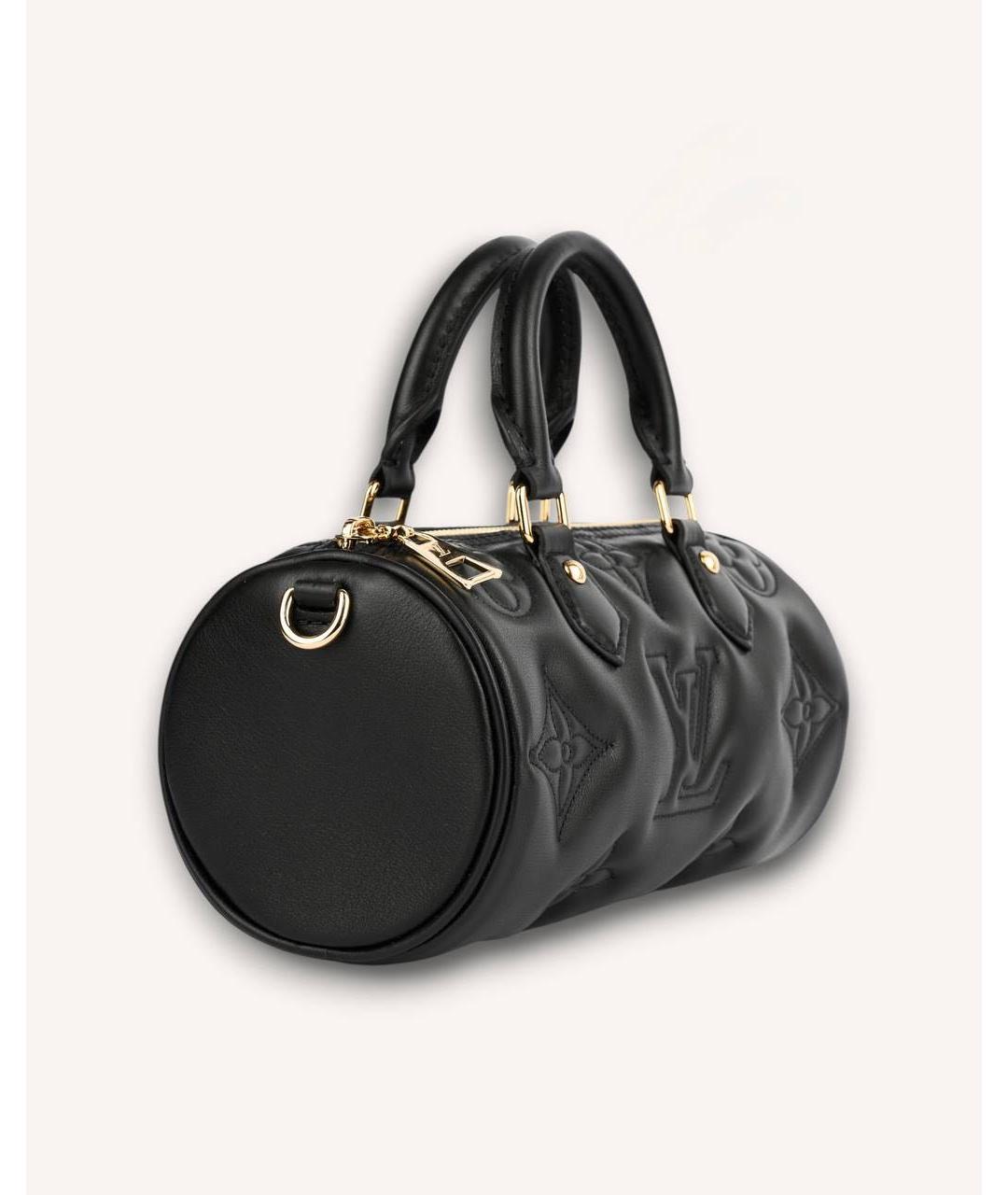 LOUIS VUITTON Черная кожаная сумка с короткими ручками, фото 3