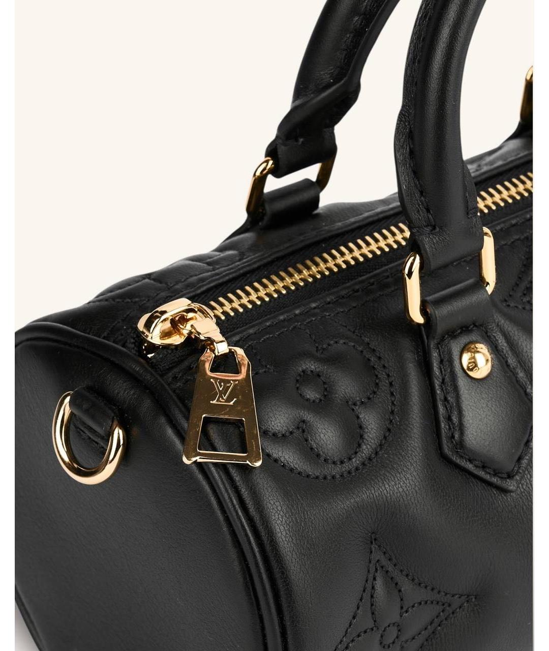 LOUIS VUITTON Черная кожаная сумка с короткими ручками, фото 4