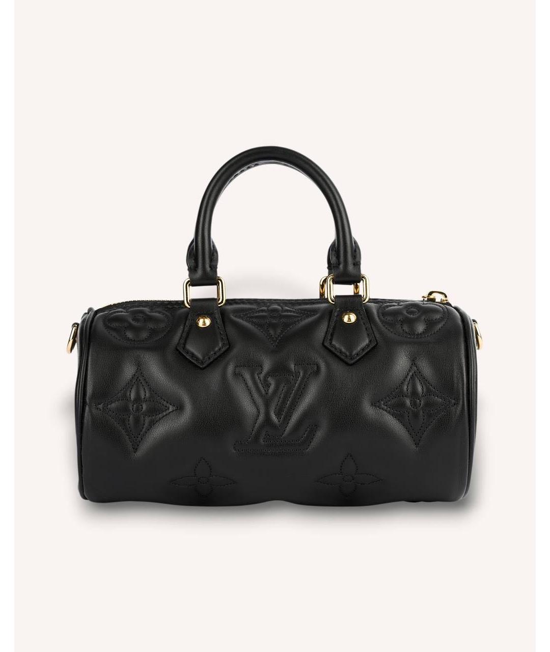 LOUIS VUITTON Черная кожаная сумка с короткими ручками, фото 2