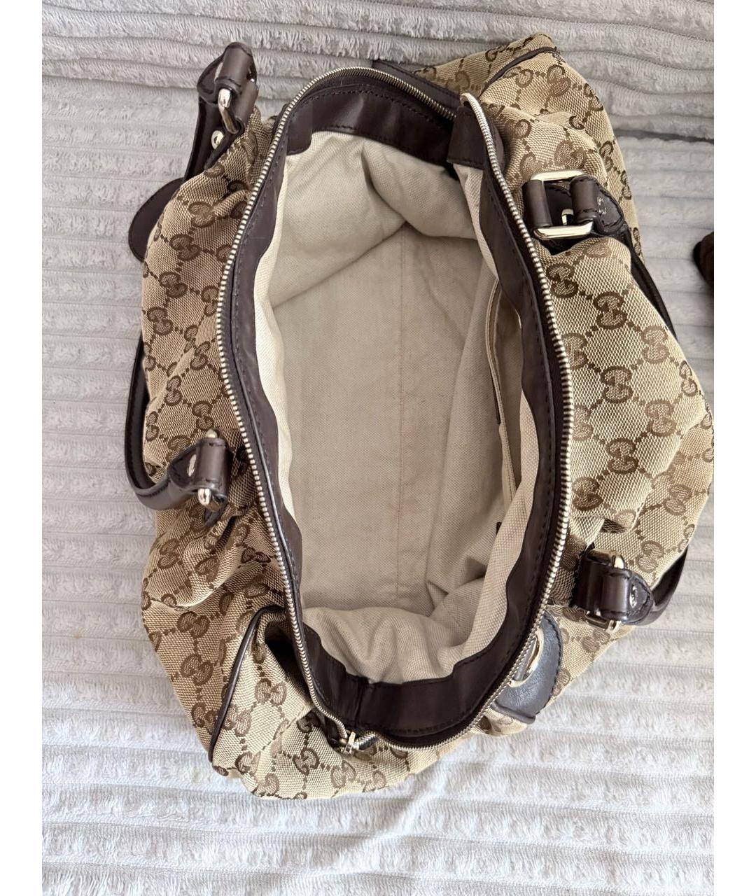 GUCCI Бежевая тканевая сумка с короткими ручками, фото 5