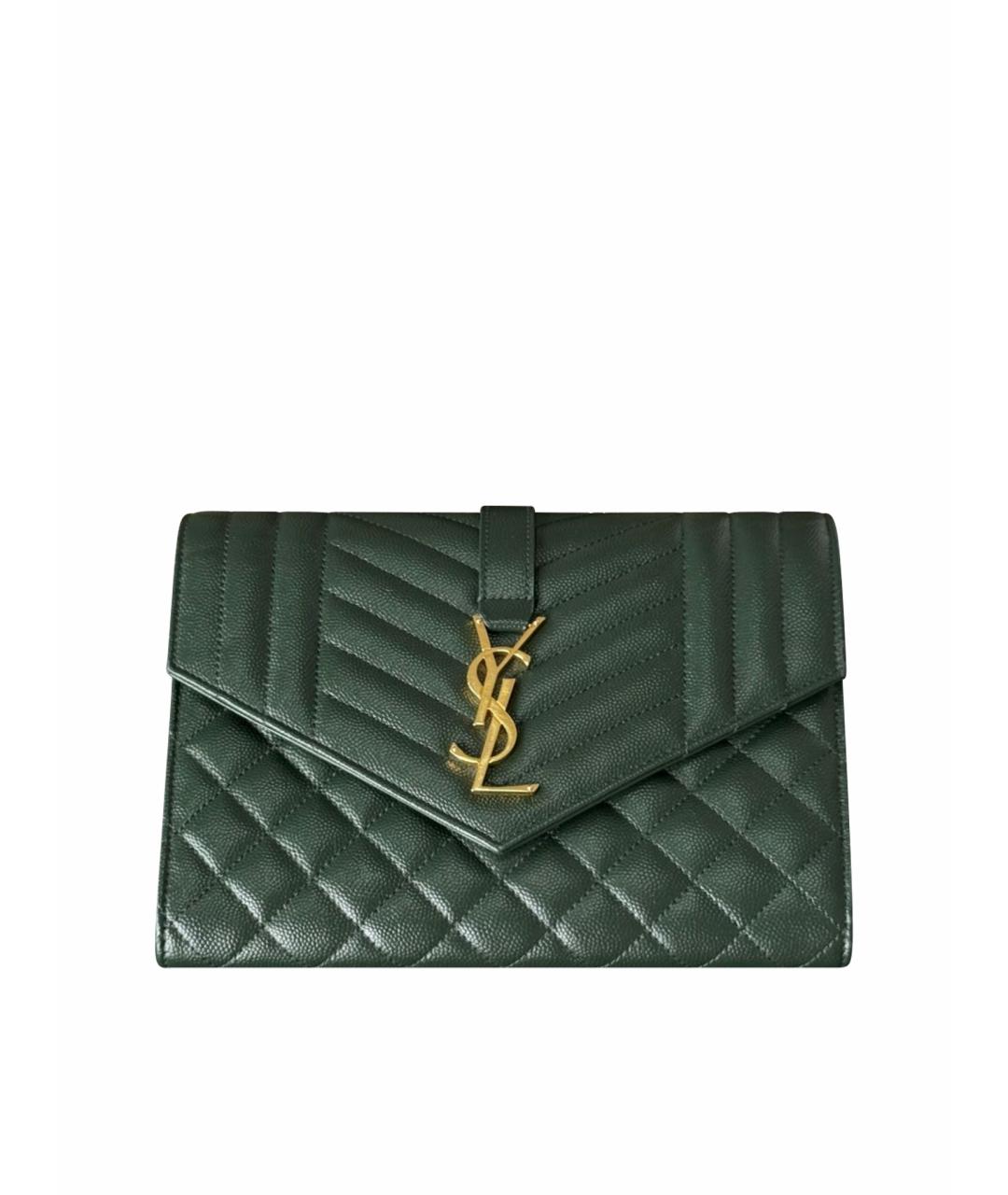 SAINT LAURENT Зеленая кожаная сумка через плечо, фото 1