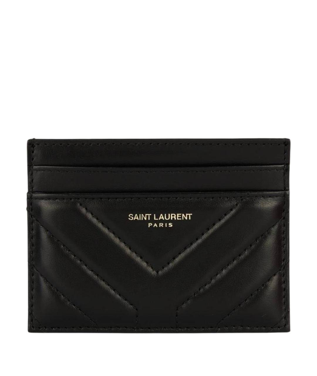 SAINT LAURENT Черный кожаный кардхолдер, фото 1