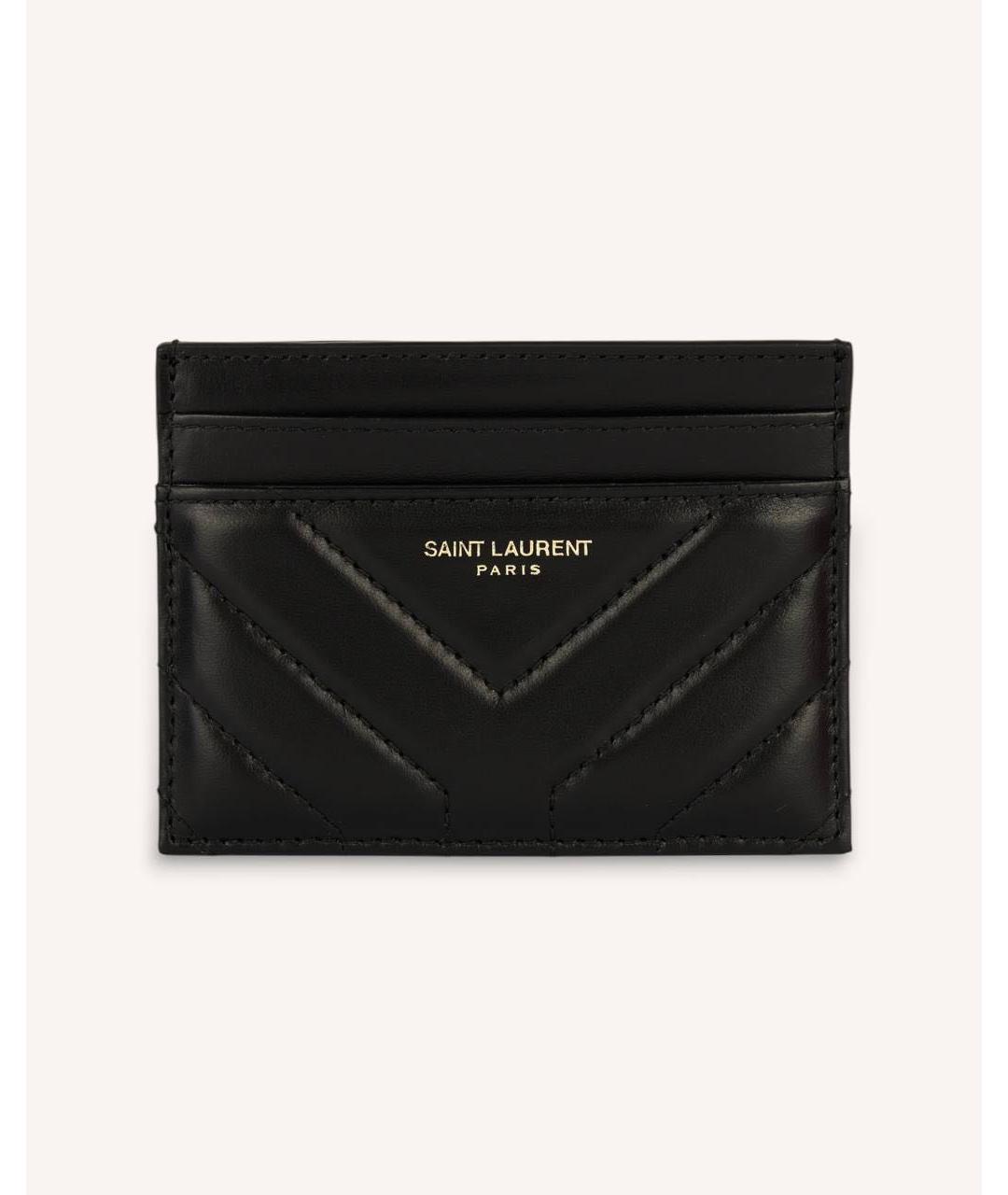 SAINT LAURENT Черный кожаный кардхолдер, фото 4