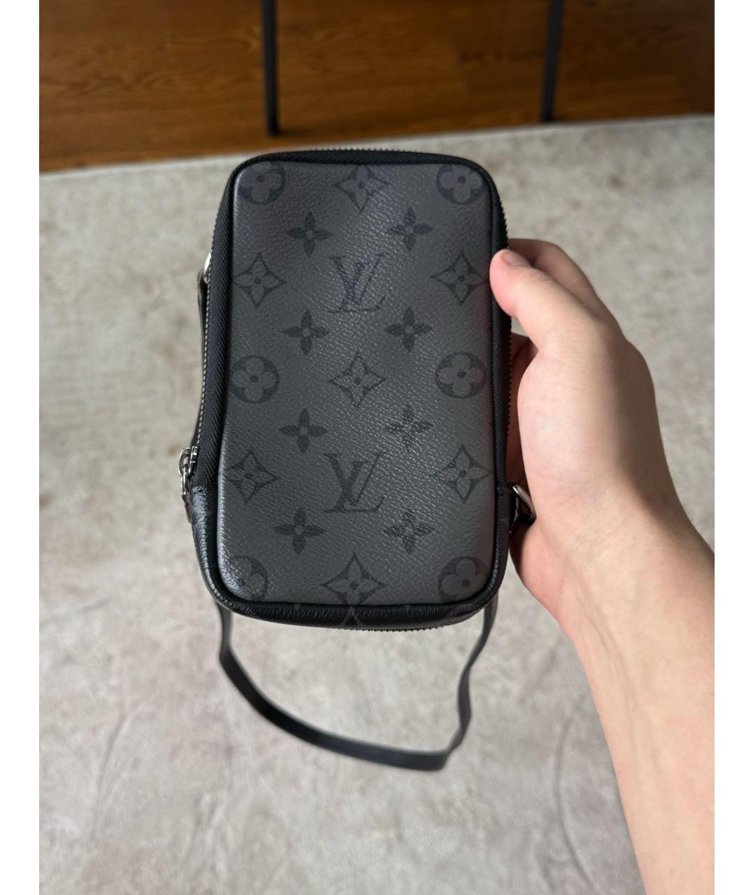 LOUIS VUITTON Черная кожаная сумка на плечо, фото 7