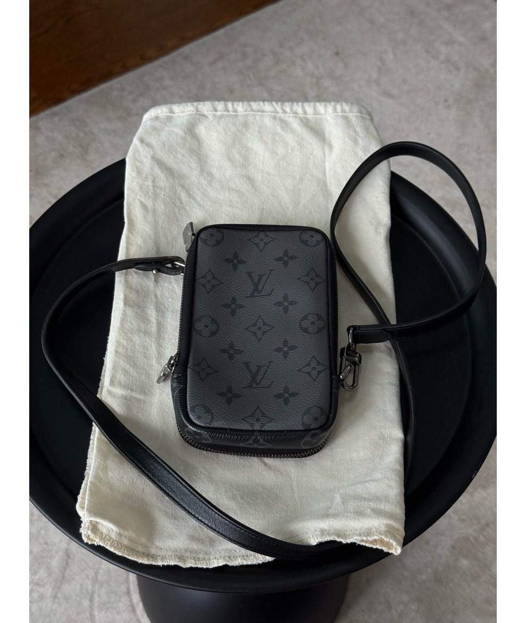 LOUIS VUITTON Черная кожаная сумка на плечо, фото 2