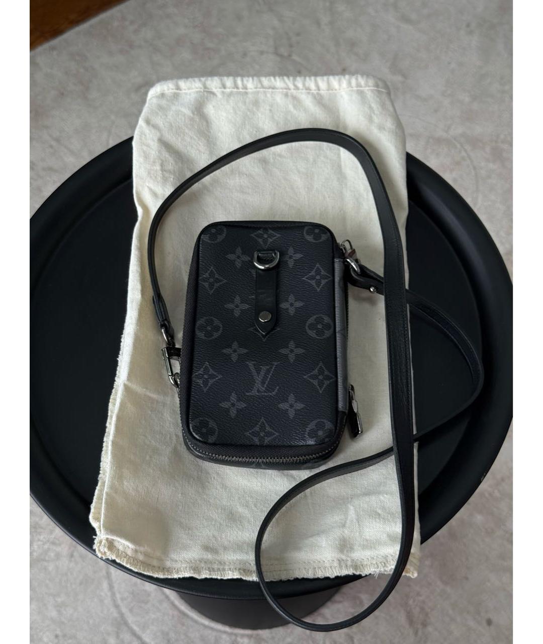 LOUIS VUITTON Черная кожаная сумка на плечо, фото 9