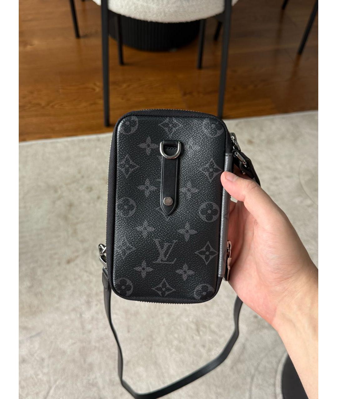 LOUIS VUITTON Черная кожаная сумка на плечо, фото 3