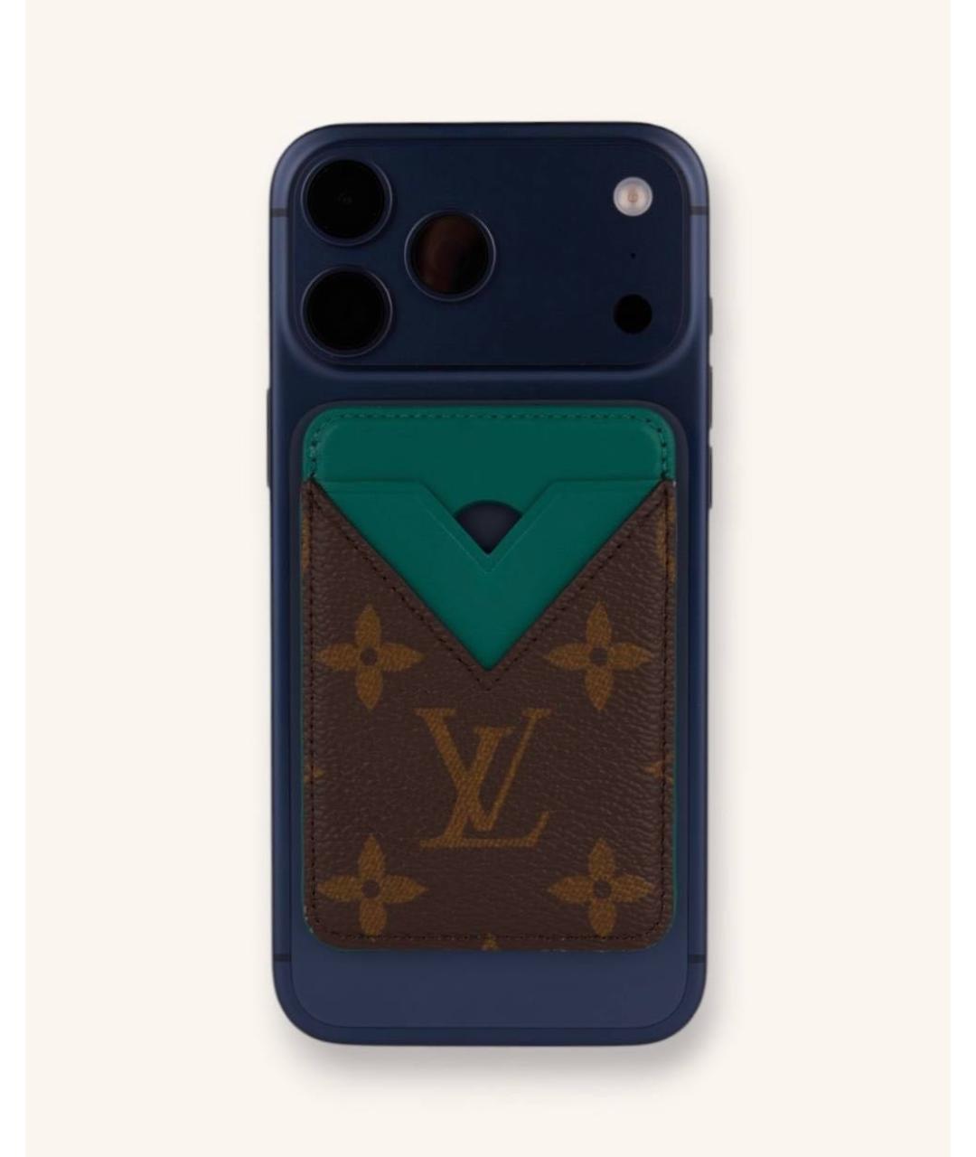 LOUIS VUITTON Зеленый кожаный кардхолдер, фото 3