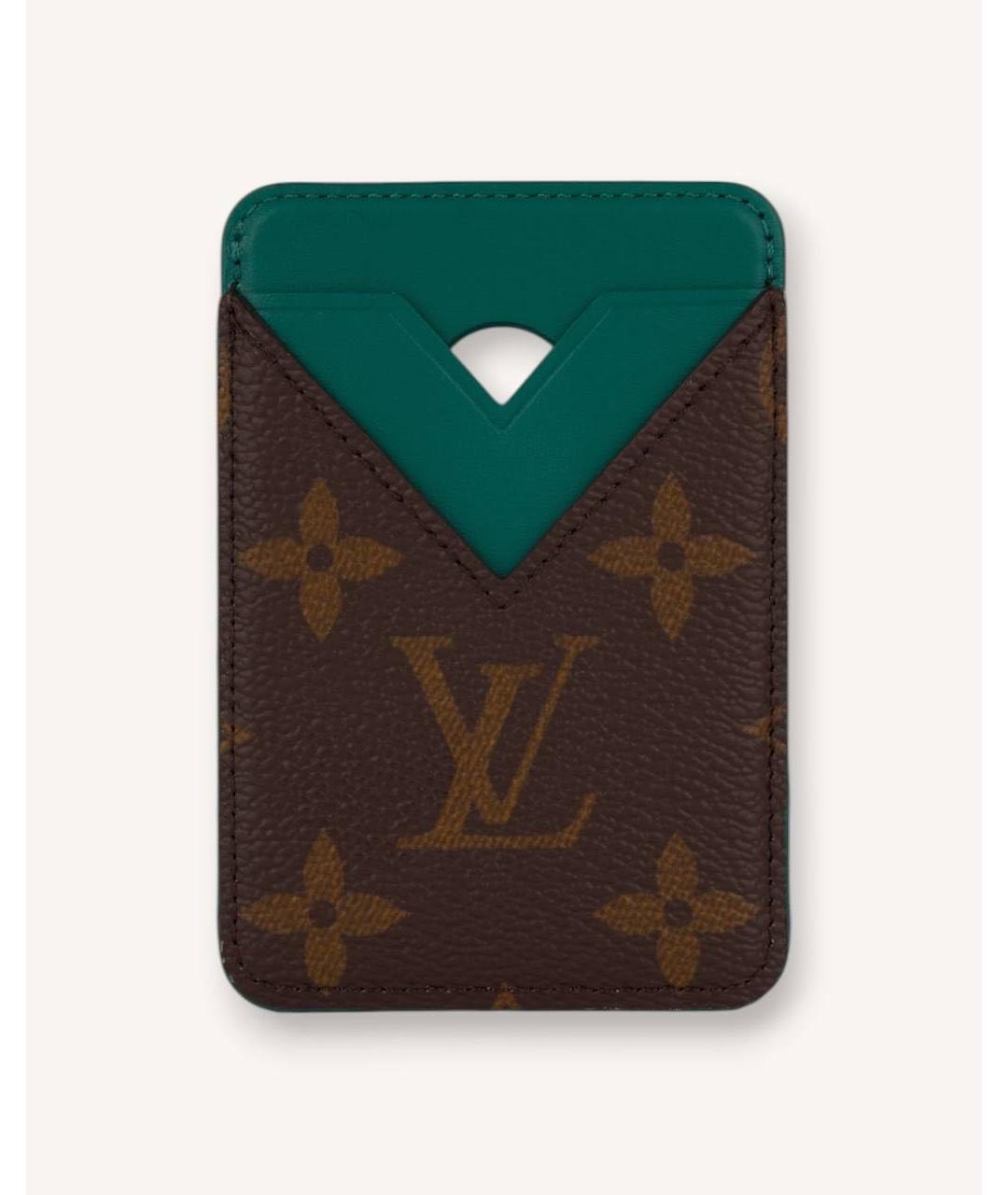LOUIS VUITTON Зеленый кожаный кардхолдер, фото 4