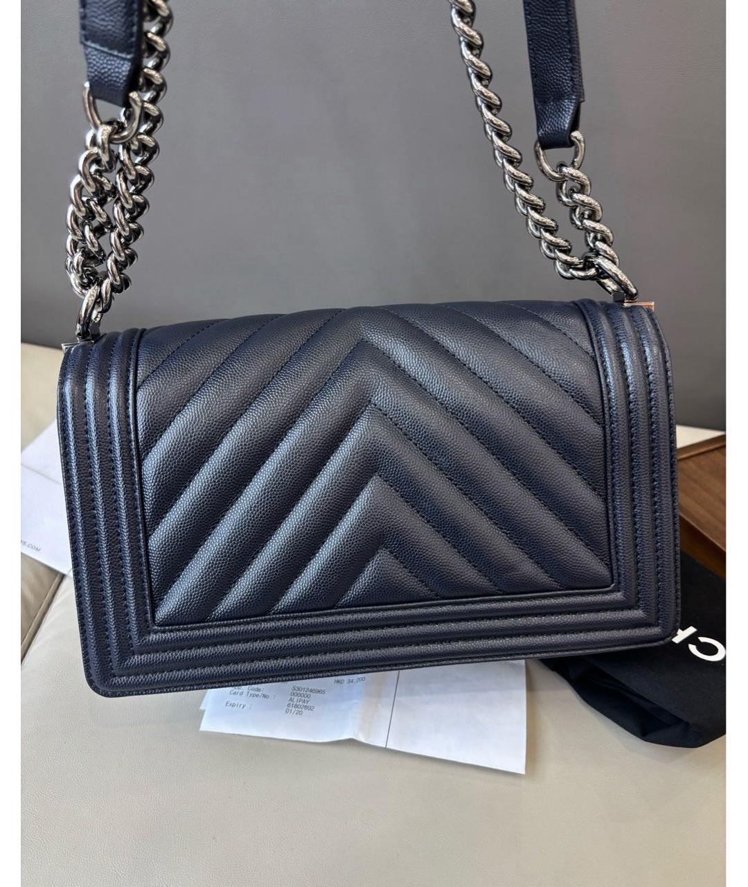 CHANEL Темно-синяя кожаная сумка через плечо, фото 4