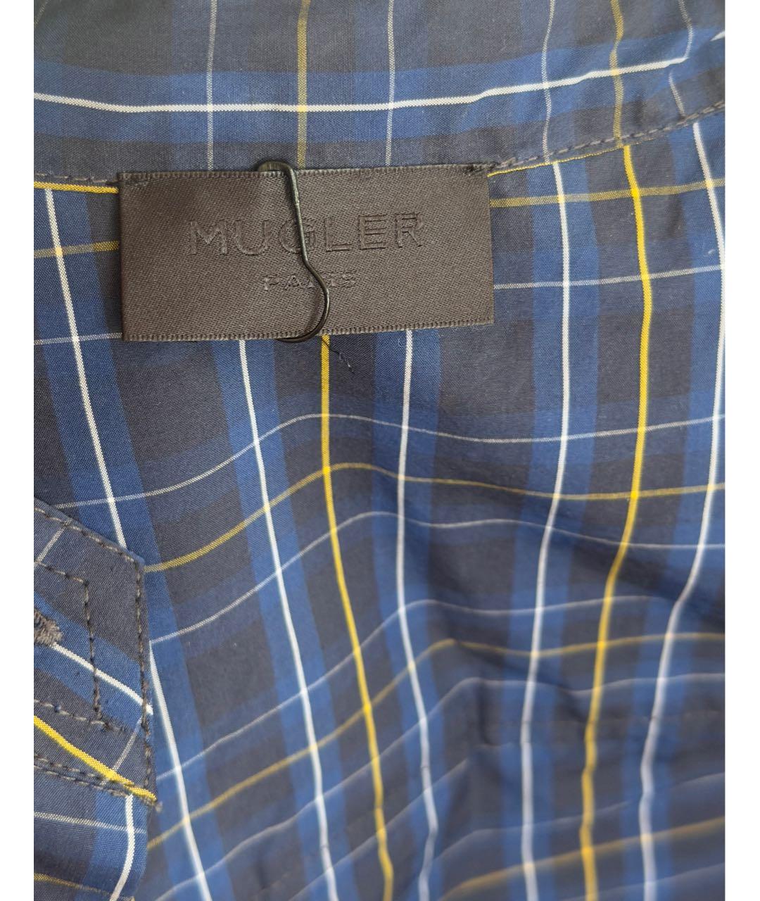 MUGLER Синяя хлопковая рубашка, фото 3