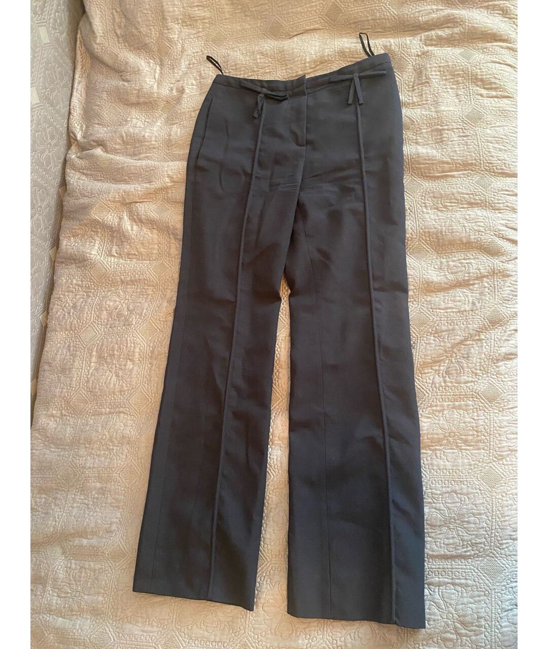 VALENTINO Темно-синие шерстяные прямые брюки, фото 8