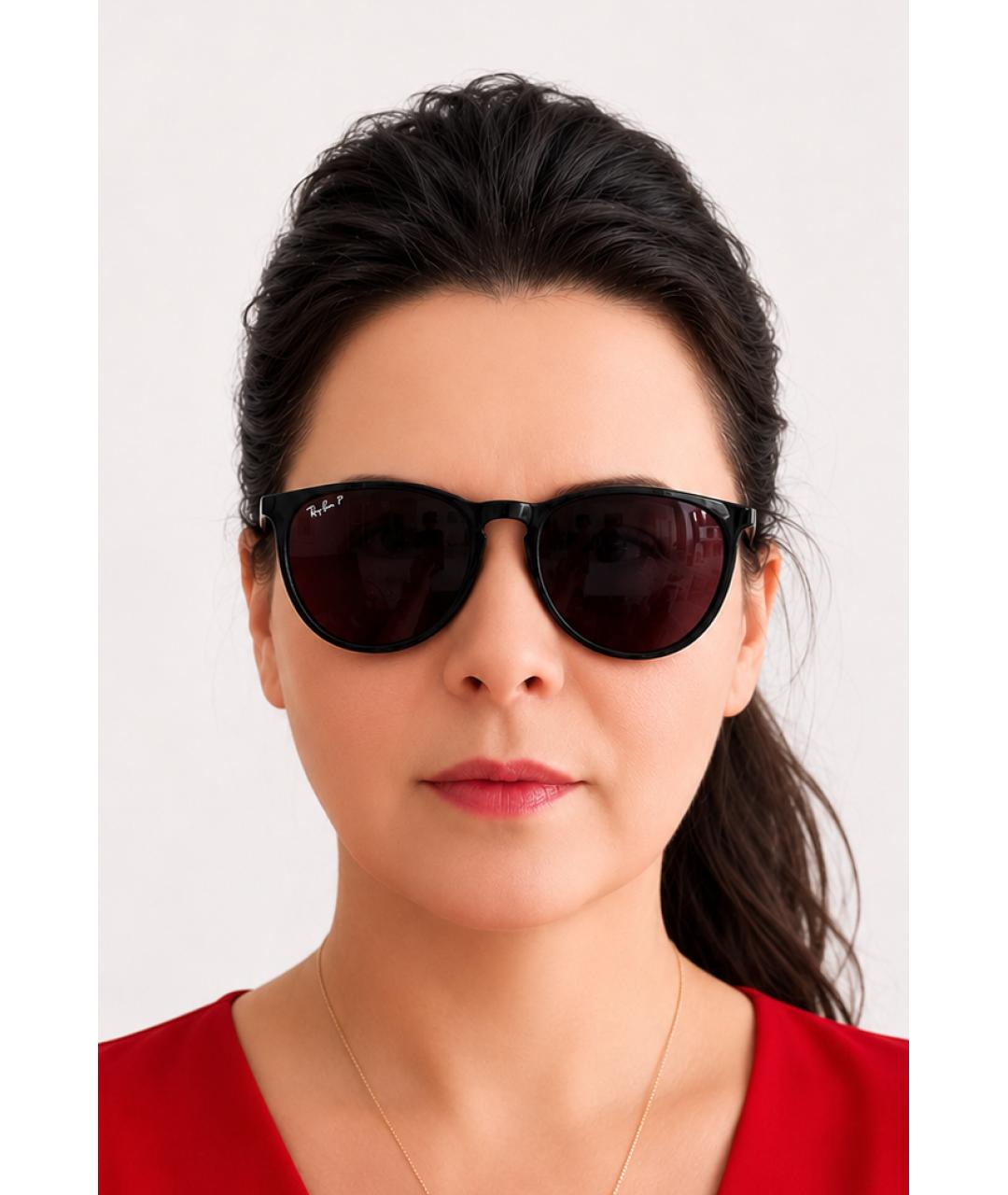 RAY BAN Черные пластиковые солнцезащитные очки, фото 6