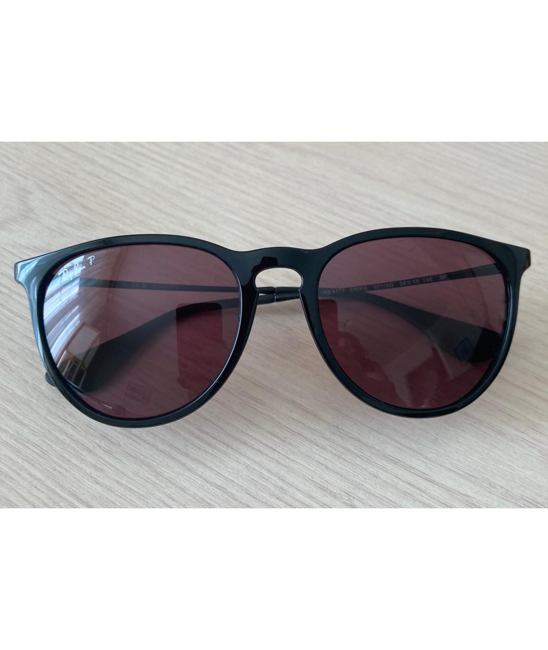 RAY BAN Черные пластиковые солнцезащитные очки, фото 7