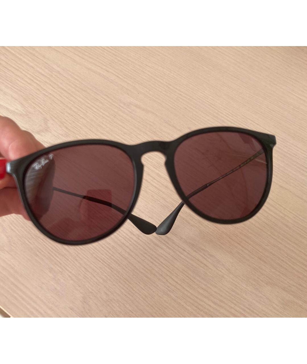 RAY BAN Черные пластиковые солнцезащитные очки, фото 5