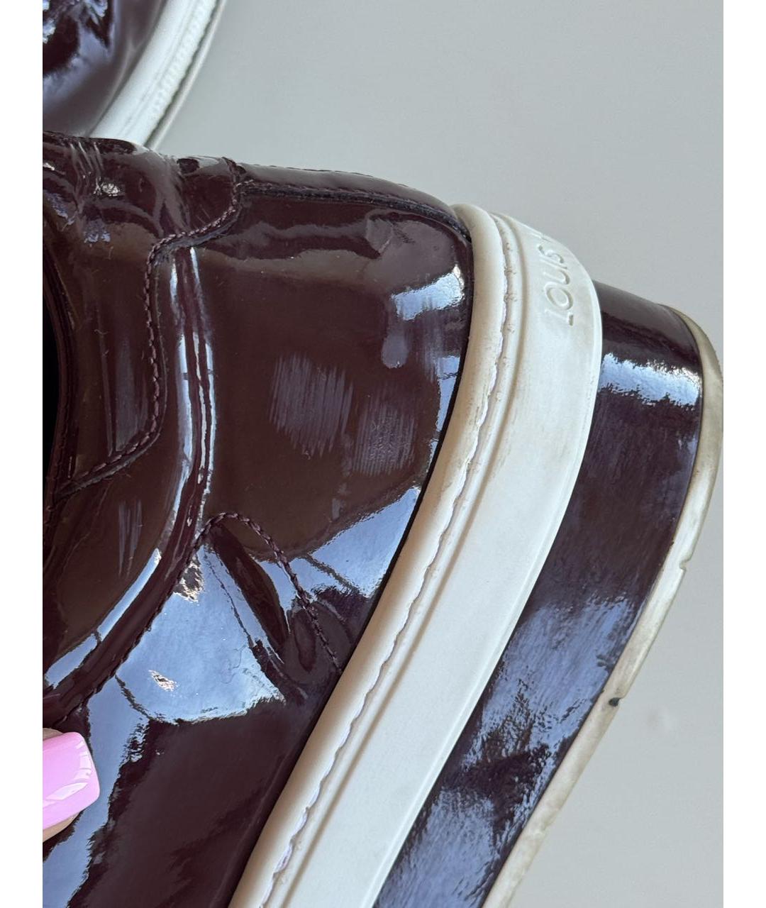 LOUIS VUITTON Бордовые ботинки из лакированной кожи, фото 8