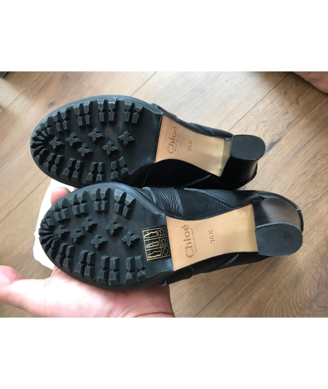 CHLOE Черные кожаные полусапоги, фото 8