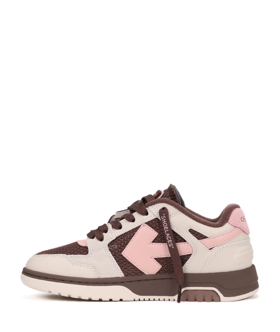 OFF-WHITE Бежевые кожаные кеды, фото 3