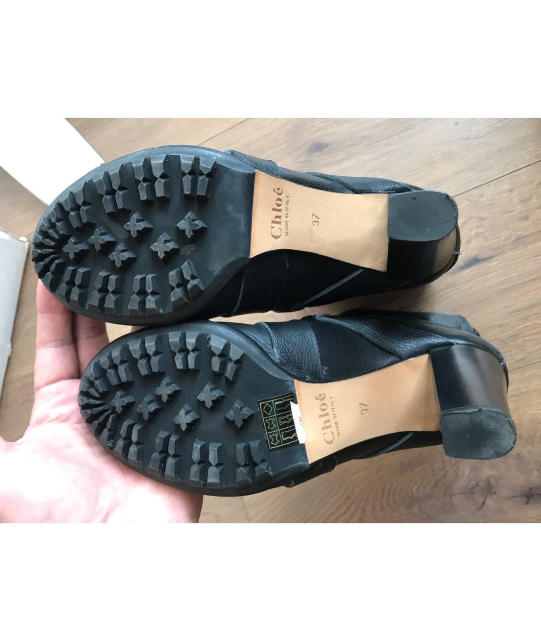 CHLOE Черные кожаные полусапоги, фото 8