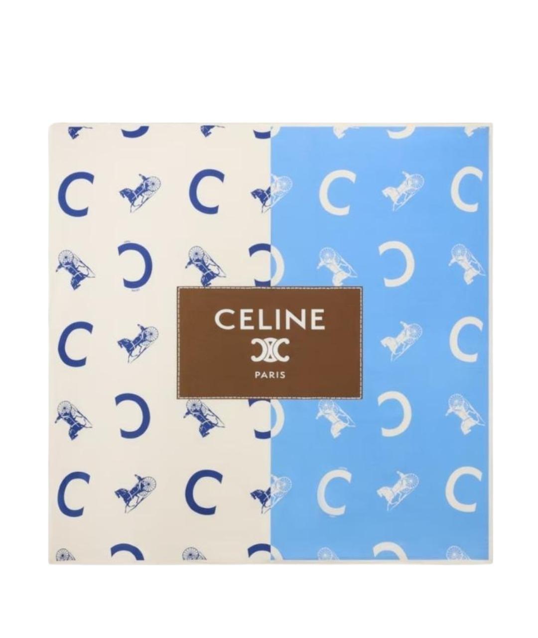 CELINE Синий шелковый шарф, фото 1