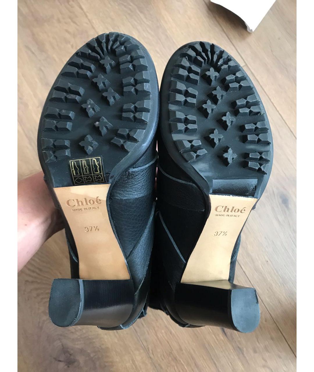 CHLOE Черные кожаные полусапоги, фото 8