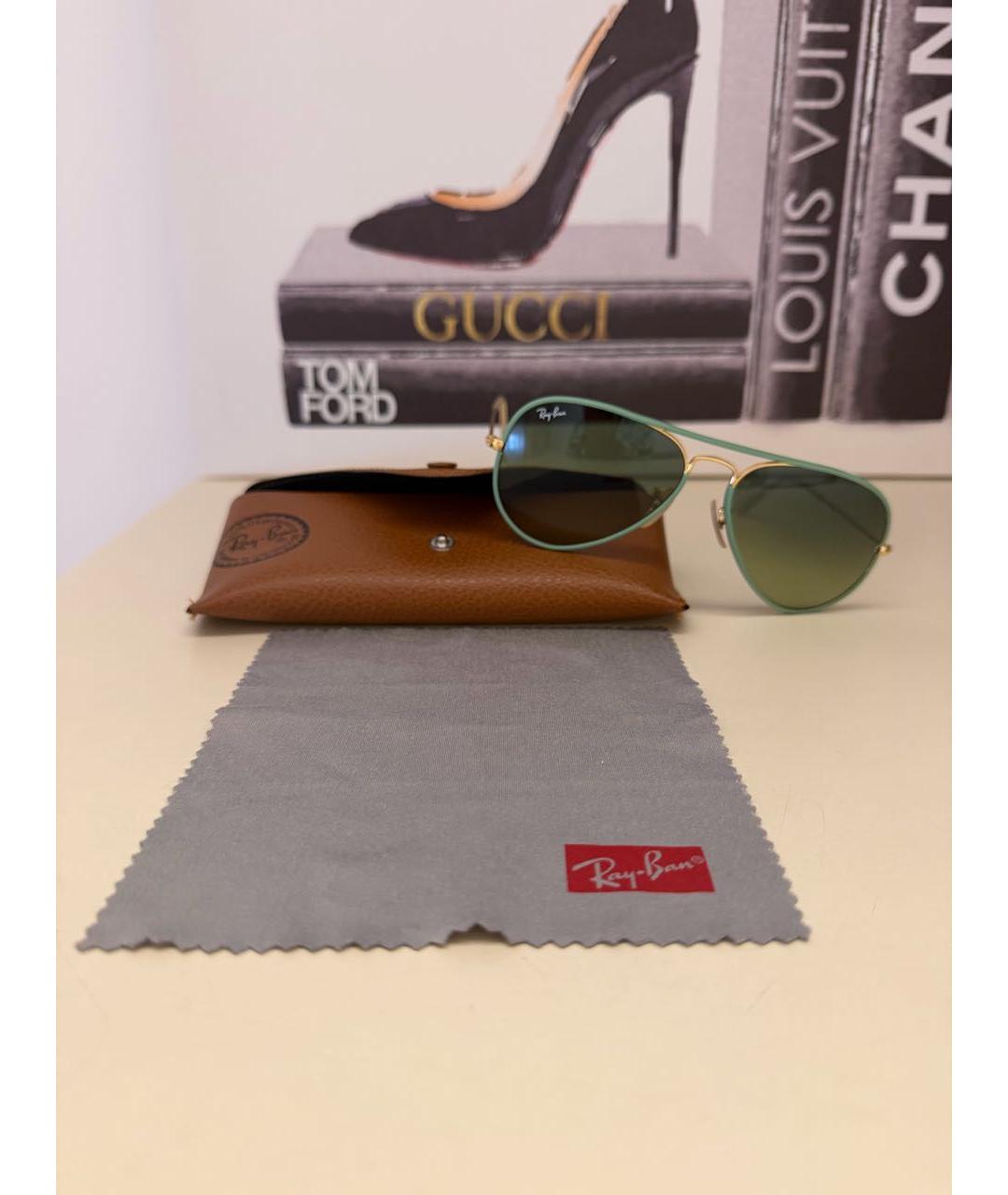 RAY BAN Салатовые металлические солнцезащитные очки, фото 4